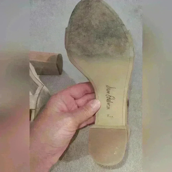 Sam Edelman Women Open Toe Block Heels Ankle Buckle Suede Sandals Beige … - Picture 7 of 9